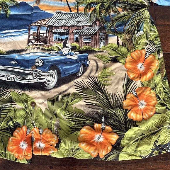 Big Dogs Shirt Mens 2X Blue Hawaiian Car Beach Palm Tree Camp Hot Rod Vintage - Picture 5 of 12